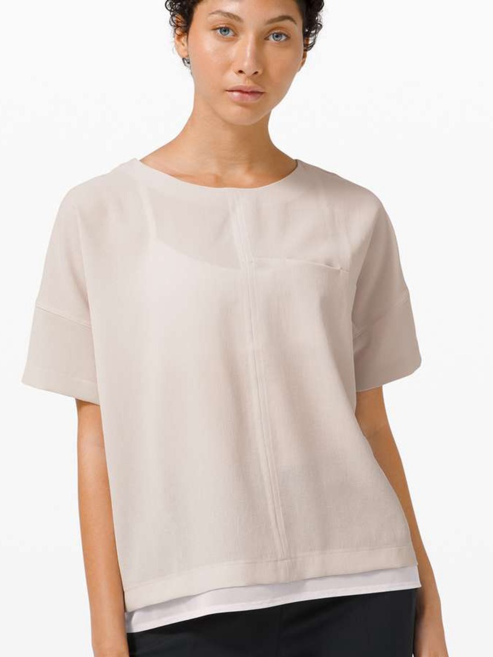 Lululemon Shift in Time Short Sleeve Woven Top Dune/Light Chrome - Size M/L